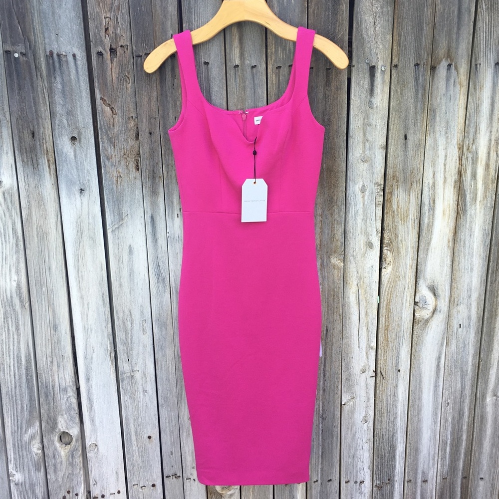 NWT Dress The Population Sloane Sleeveless Sheath Dress Bright Fuchsia Pink XS